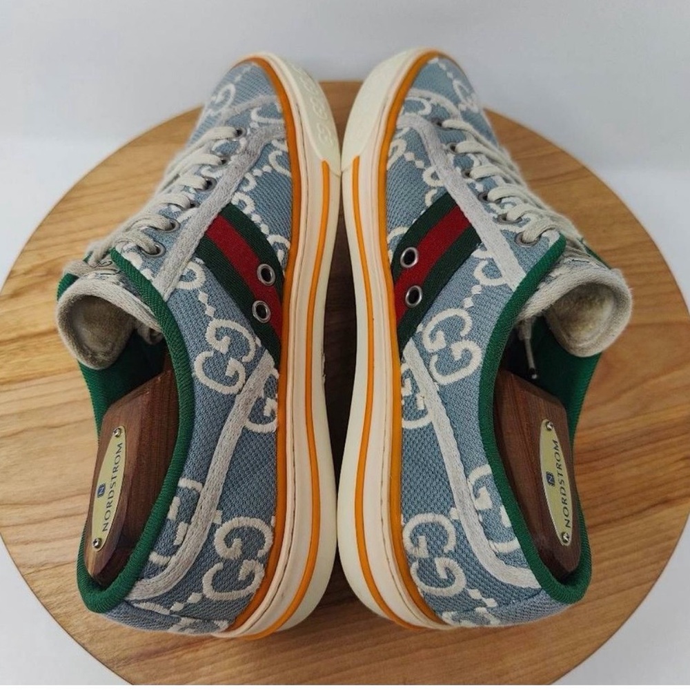 Gucci Blue and Orange Canvas Sneakers - Picture 4 of 7
